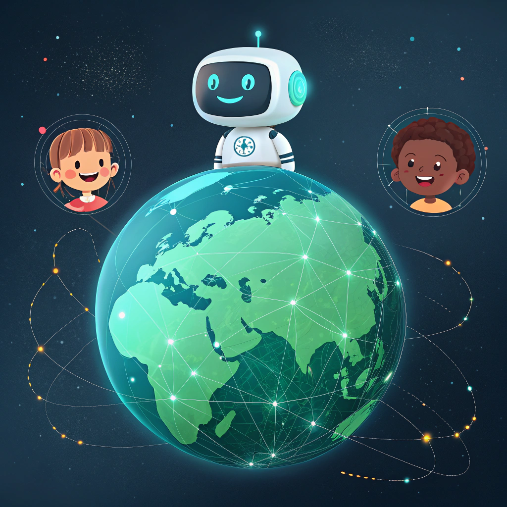 a futuristic friendly ai chatbot interface floati